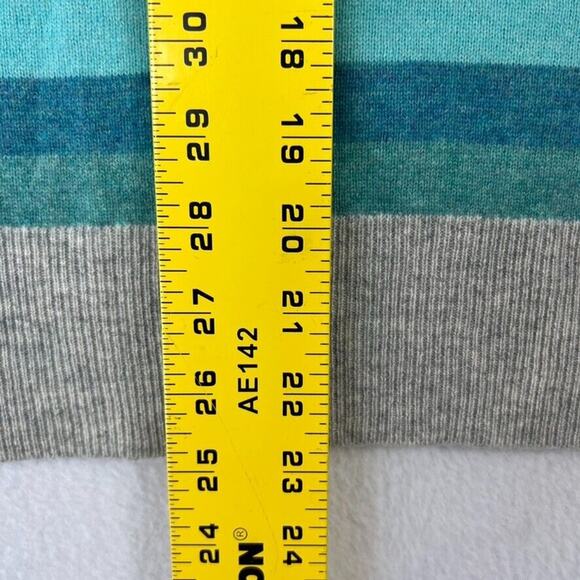 C&C California Sweater Women Size XSmall Blue Gray 100% 2 Ply Cashmere Stripe - Picture 4 of 8